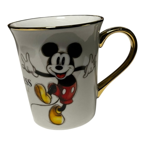 Disney Mickey Mouse "Happiness is a State of Mind" Gold trimmed Mug - Picture 6 of 8